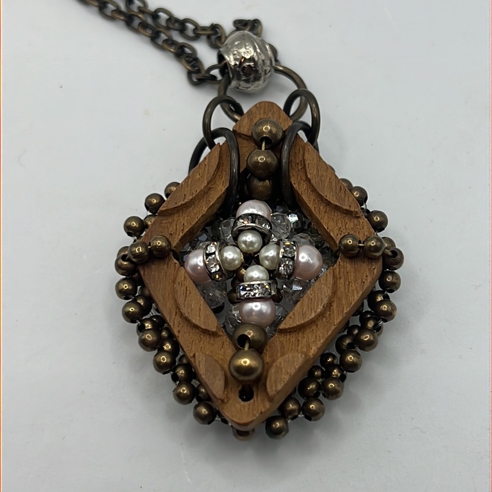 Anthropologie Pam Hiran mixed media statement necklace artsy boho indie unique